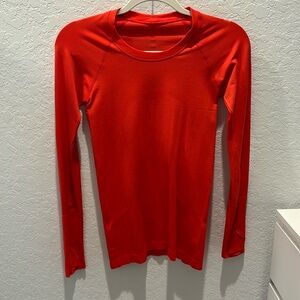 lululemon swiftly tech long sleeve full length carnation red size 4